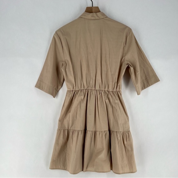 Stradivarius Lightweight Cotton Blend Button Front‎ 3/4 Sleeve Shirt Dress - Picture 9 of 11
